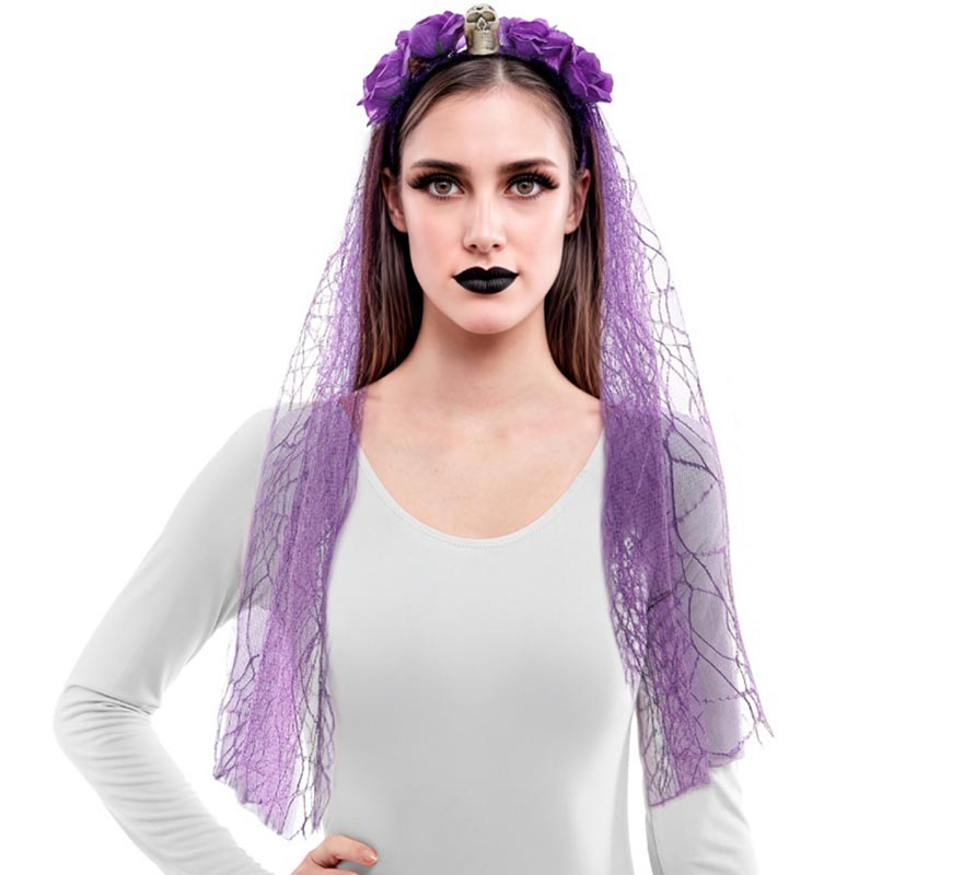 Flower Headband with Purple Veil