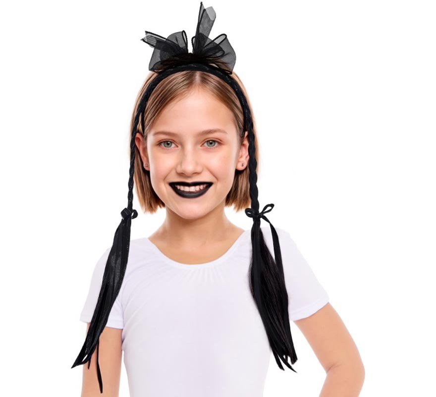 Children's Bow Headband with Two Braids