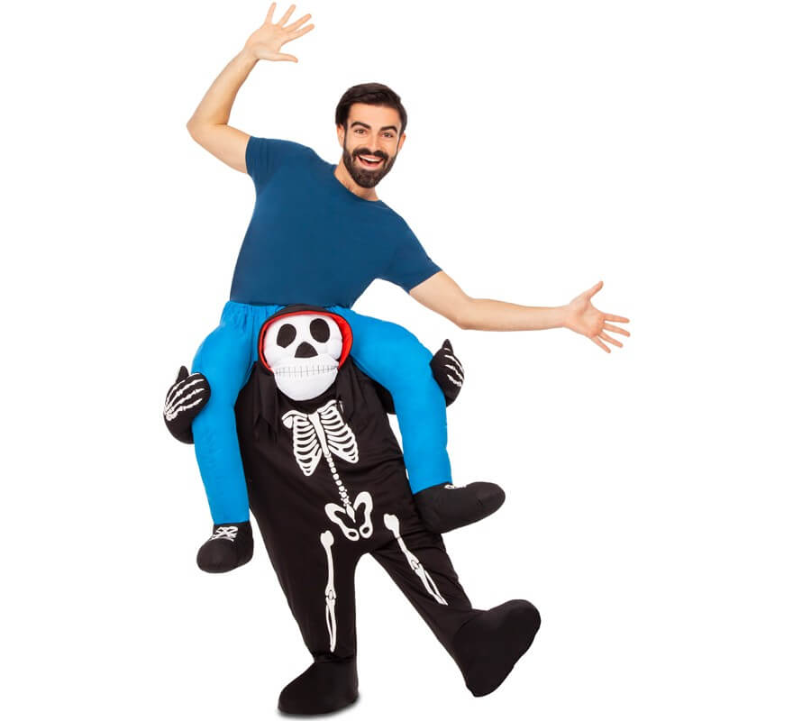 flexible frente imagen Disfraz a hombros de Esqueleto para adultos