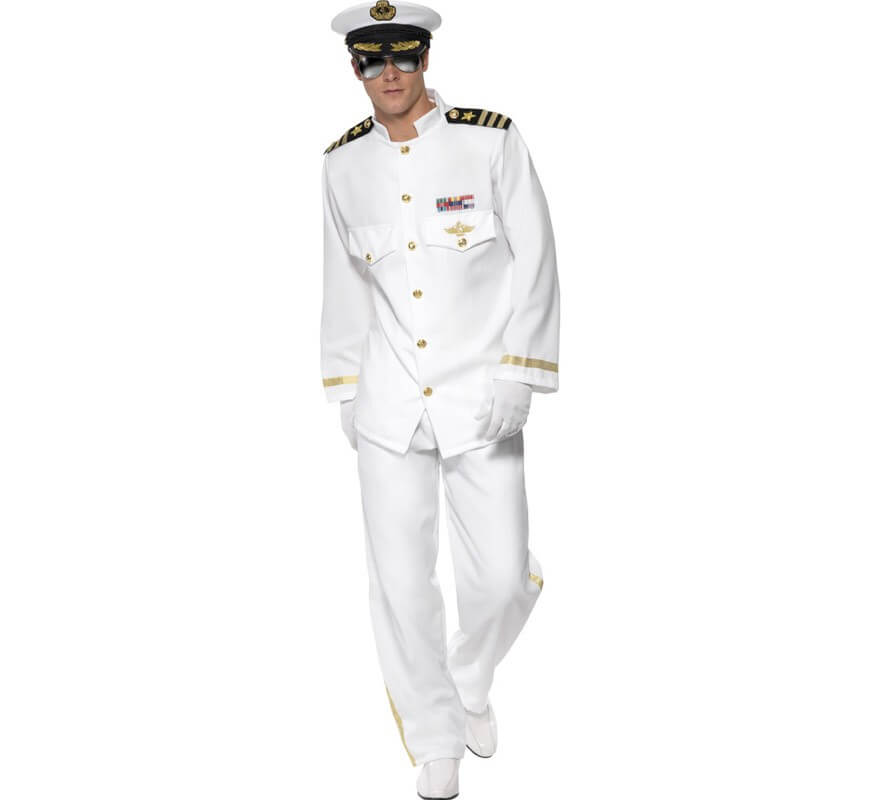 Disfraz Capitán de Marina Deluxe Blanco para Hombre
