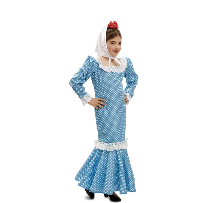 Disfraz chulapa o madrileña azul para niñas