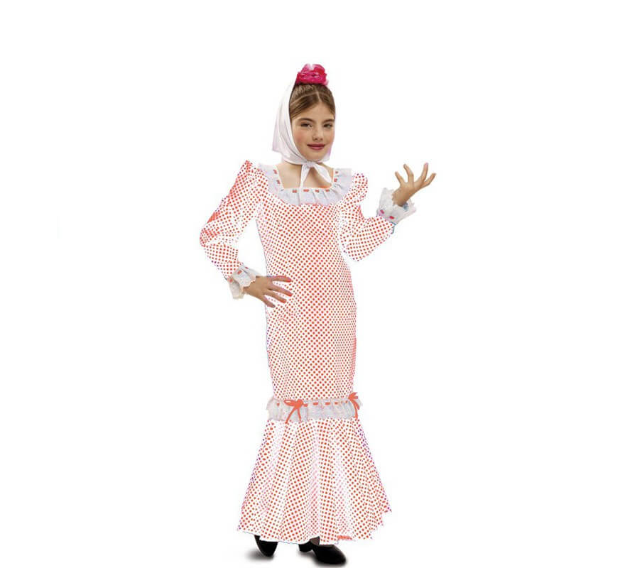 Disfraz chulapa o madrileña blanco para niña