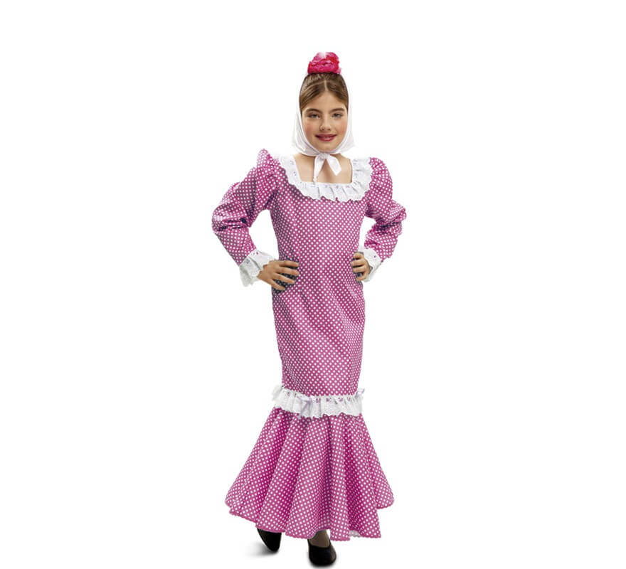 Disfraz chulapa o madrileña rosa para niña