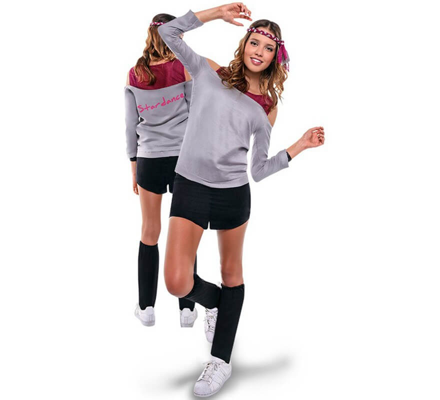 MASSWO Costume Anni '80 Per Donna – Tuta Aerobica Vintage 6 Pezzi – Body, Leggings, Scaldamuscoli, Fascia E Braccialetti – Rosa, Taglia M