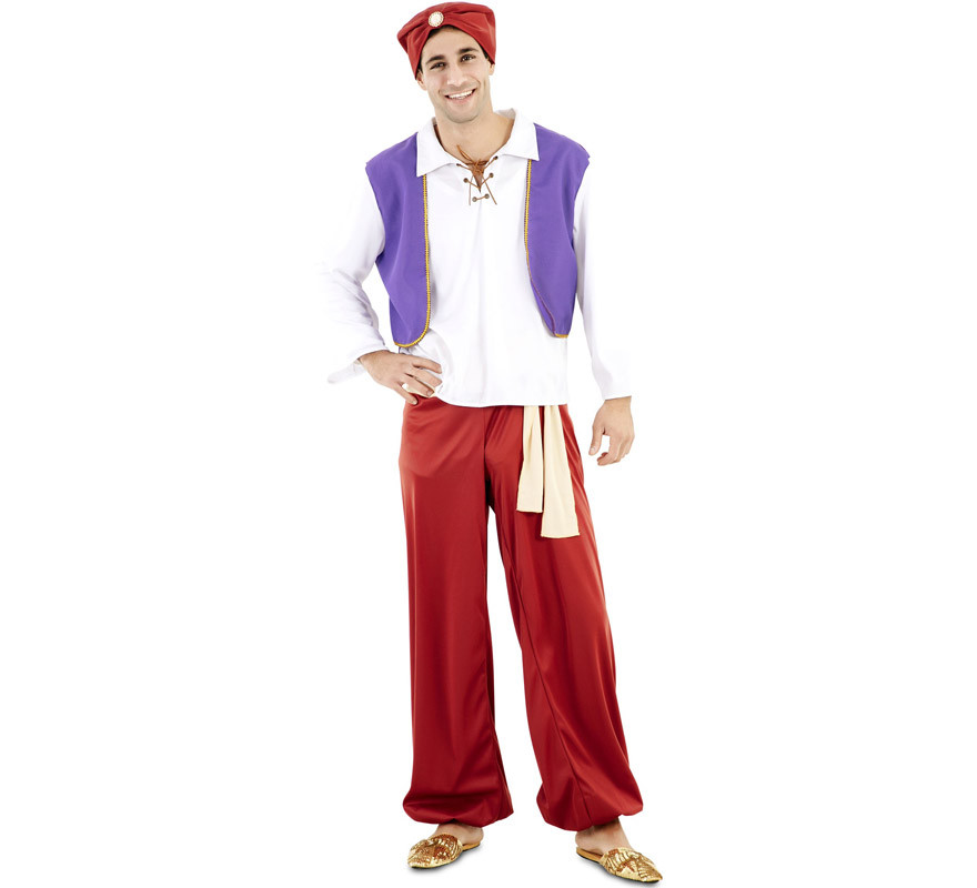  Disfraz de Aladino de Disney para niños pequeños, traje de  Aladino con camisa, chaleco, pantalones y sombrero, 2T : Juguetes y Juegos