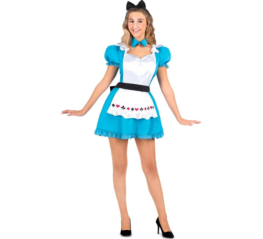 Classic blue and white Alice costume for women