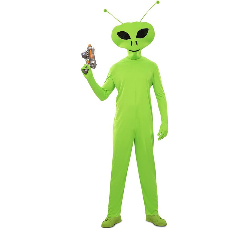 Classic green alien costume with mask for men