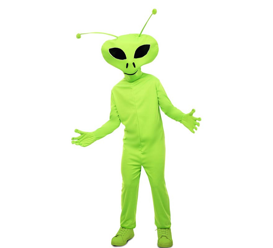 Classic green alien costume with mask for kids