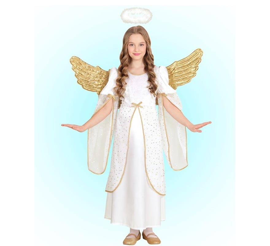 Disfraz de Ángel blanco y dorado para niña