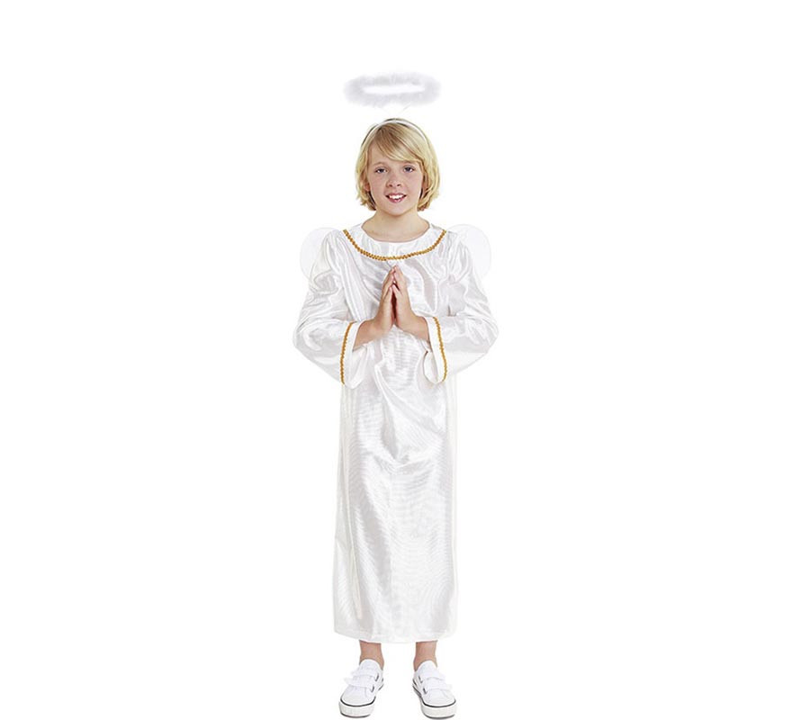 Déguisement Ange Complet - Ailes, Auréole, Jupe Tutu Et Baguette - Blanc - Taille Réglable Pour Enfant