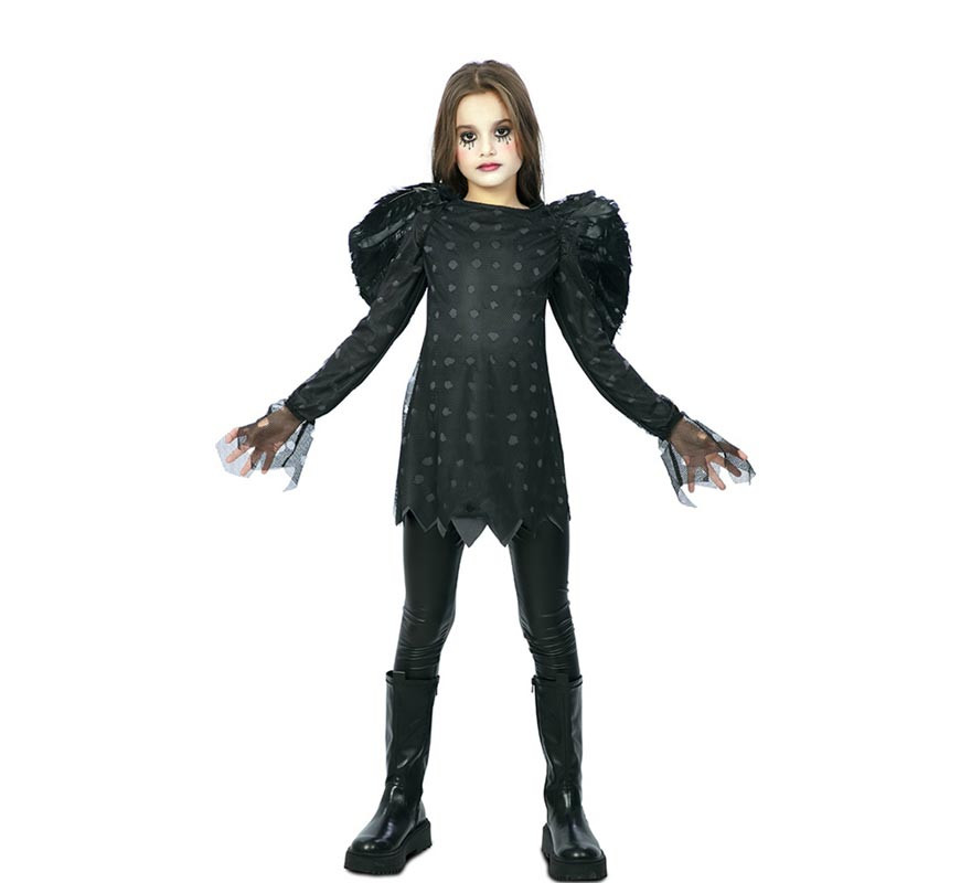 Black angel costume in dress with holes for girls