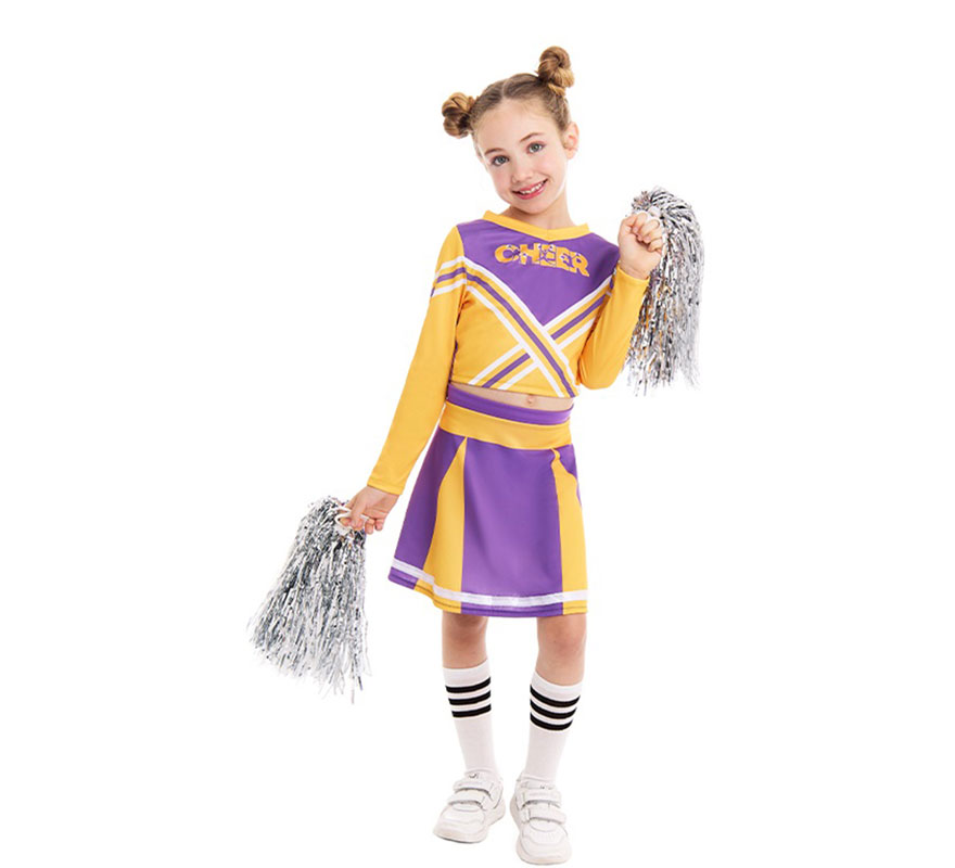 Costume da cheerleader viola per bambina