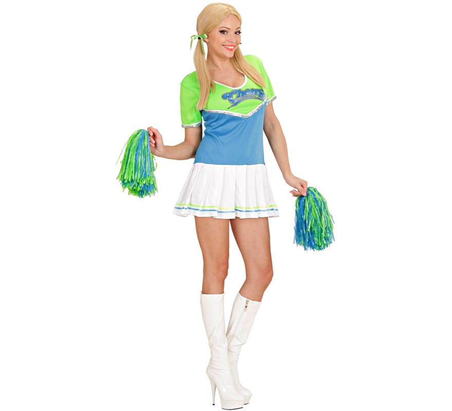 Green and blue Cheers Cheerleader costume for women