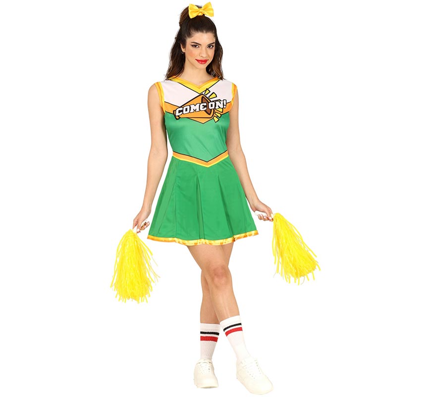 Costume da cheerleader verde per donna