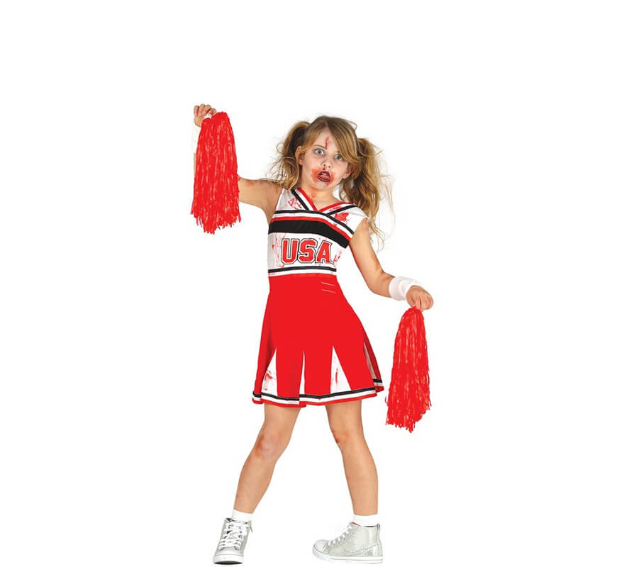 Zombie Cheerleader Kostüm für Mädchen rot-schwarz Cod.237934