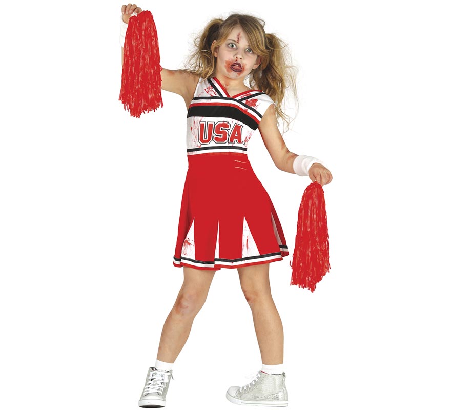 Kit Déguisement Pom-Pom Girl Zombie Halloween Pour Enfants & Adultes | Bandana, Pompons, Chaussettes Sang, Tatouages Cicatrices