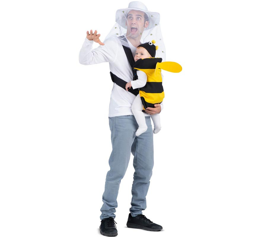 Beekeeper and Bee Costume with Backpack Cover for Adults and Babies