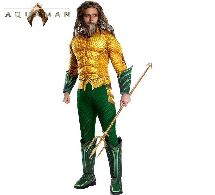 Deluxe Gold and Green Muscle Aquaman Costume for Men