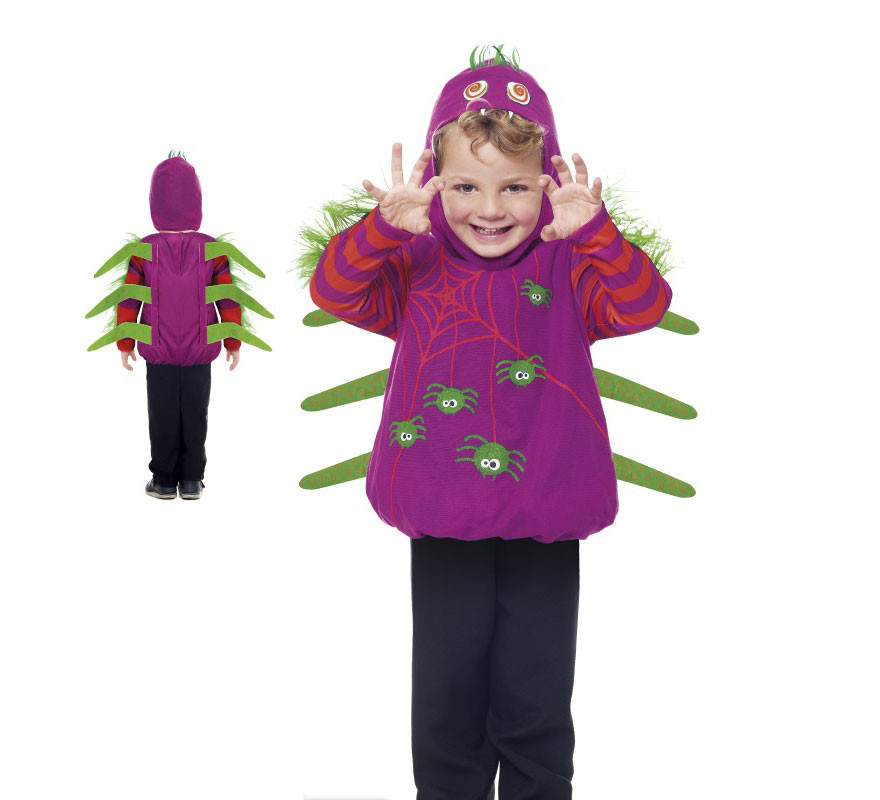 Purple spider costume with legs for children