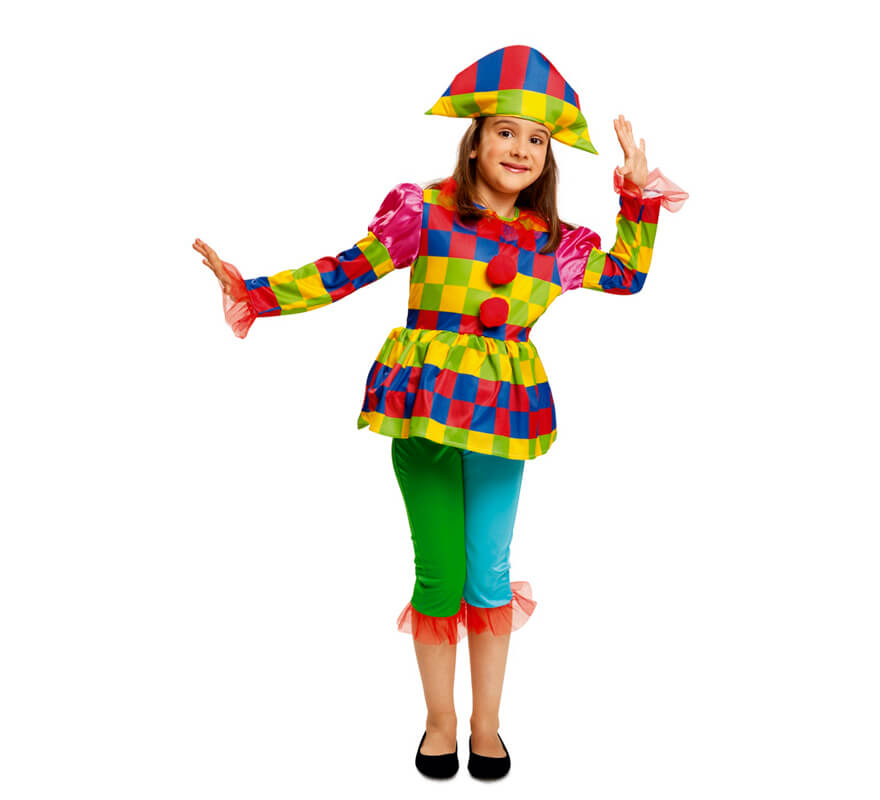 Disfraz de Arlequín multicolor para niña