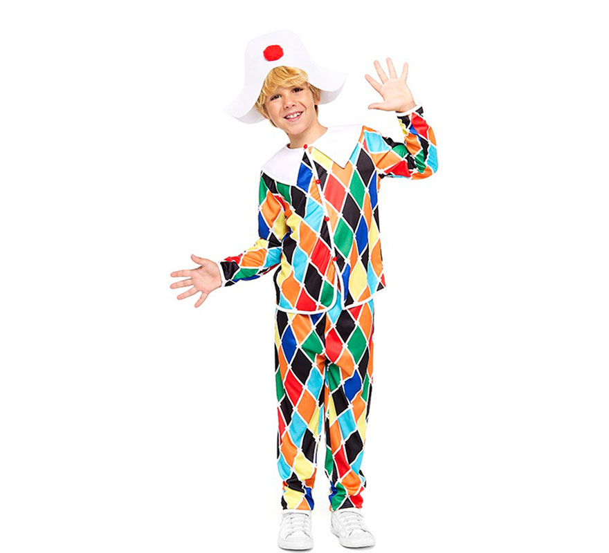Disfraz de Arlequín multicolor para niño Disfraz de Arlequín multicolor para niño