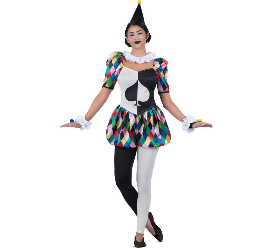 Black and multicoloured harlequin costume for women