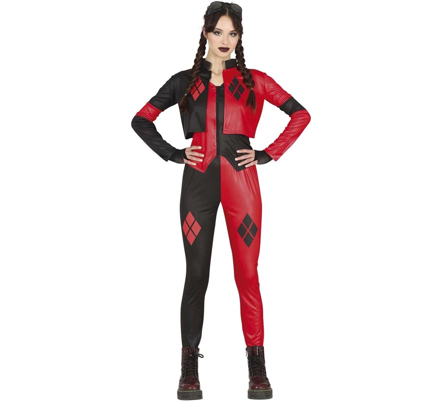 Fantasia Arlequina Harley Quinn Adulta de Luxo Com Tiara Chapéu em