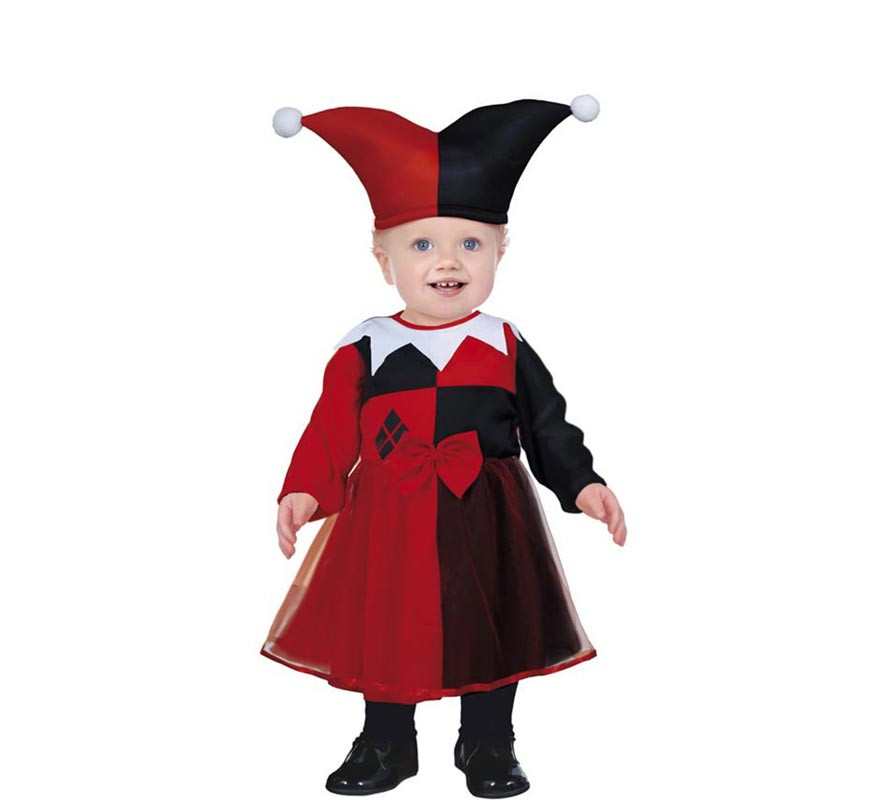 Costume da Arlecchino rosso e nero per bambina e neonato