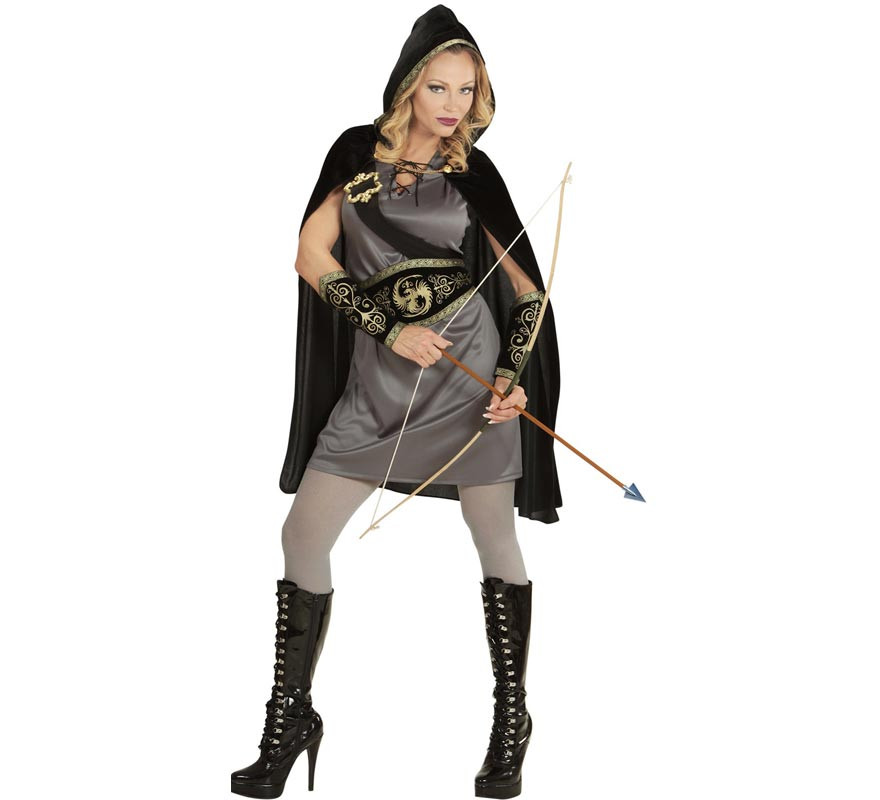 Black and gray Medieval Archer costume for women