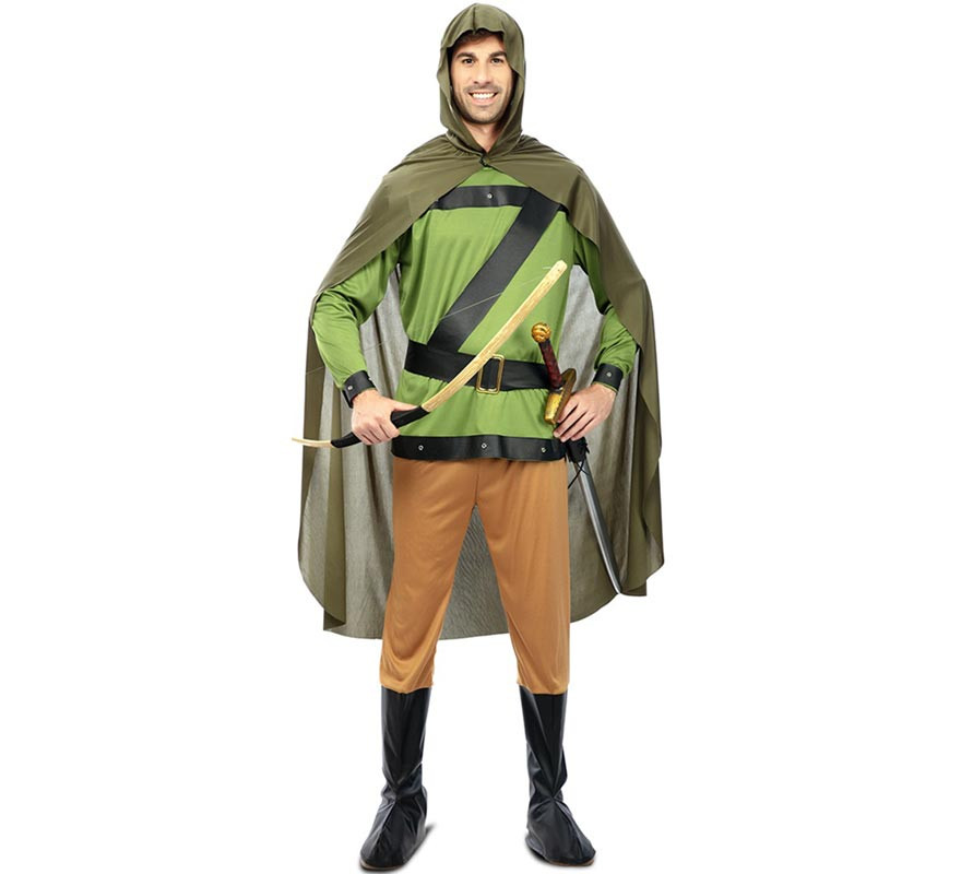 Green Forest Archer Costume with Cape for Men