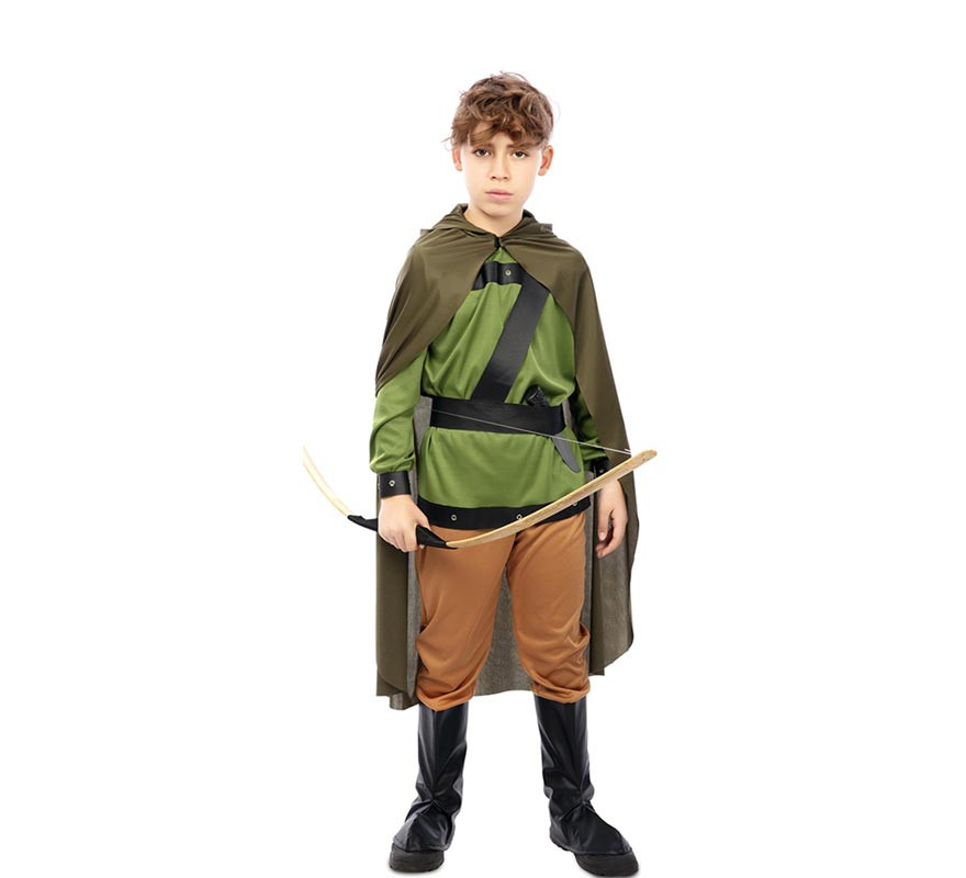 Green Forest Archer Costume with Cape for Kids