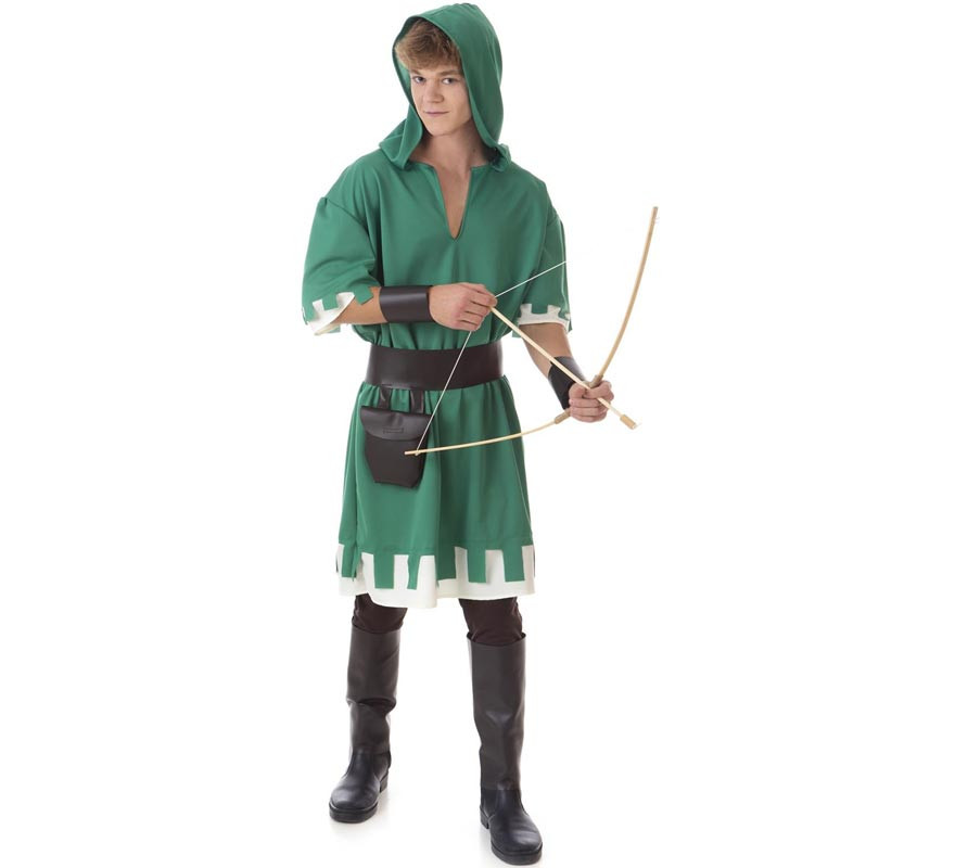 Green Archer Costume with Hood for Men