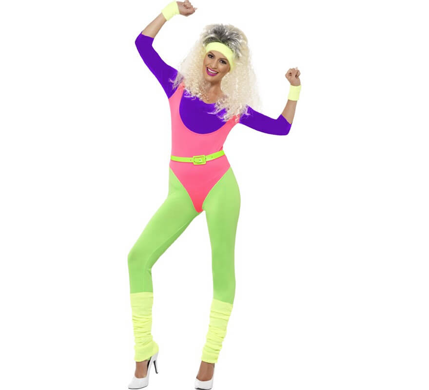 Disfraz de entrenamiento para niña de los años 80, Multi Color