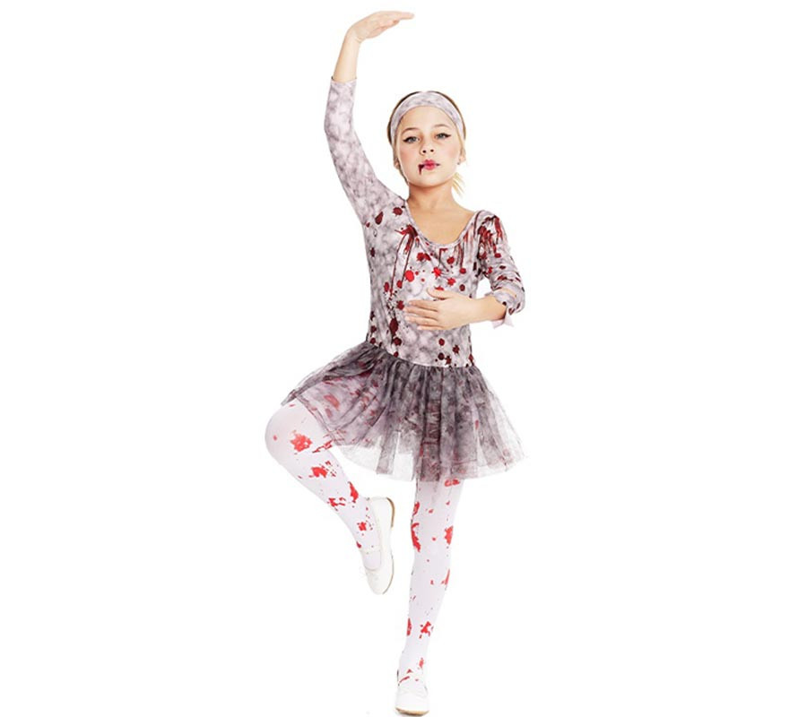 Grey Zombie Dancer Costume with Headpiece for Girls and Teens