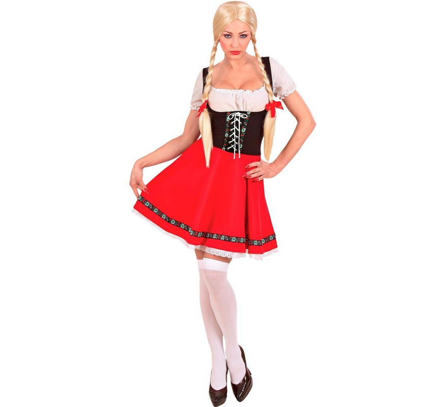 Red and black floral Bavarian costume for women