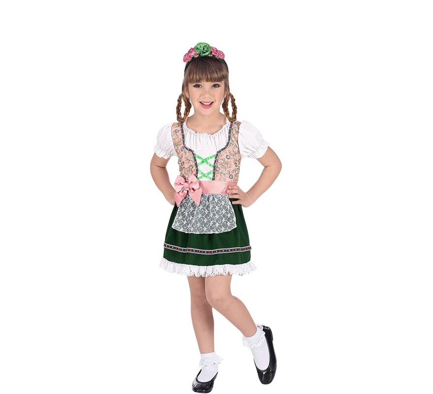 Classic pink and black Bavarian costume for girls