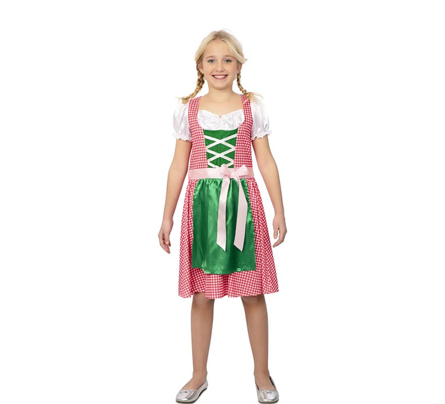 Bavarian costume in pink and green dress for girls