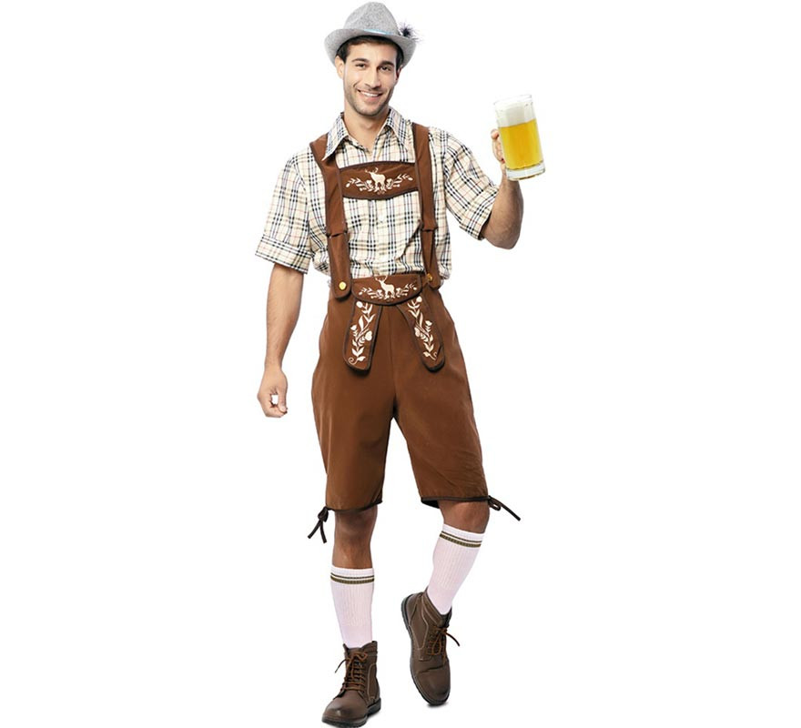 Classic brown striped Bavarian costume for men