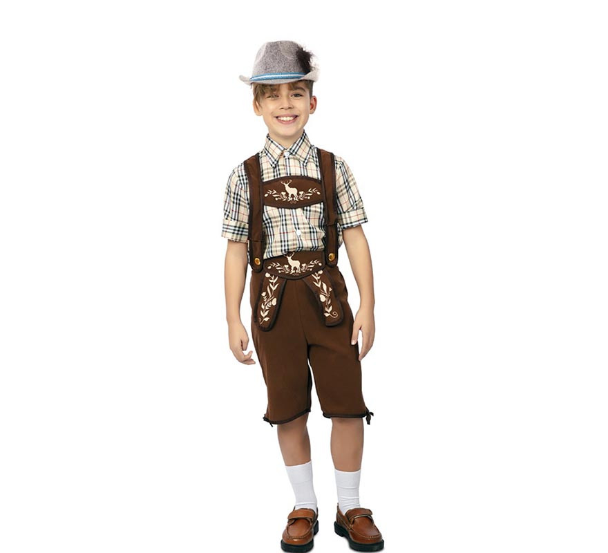 Classic brown striped Bavarian costume for boys