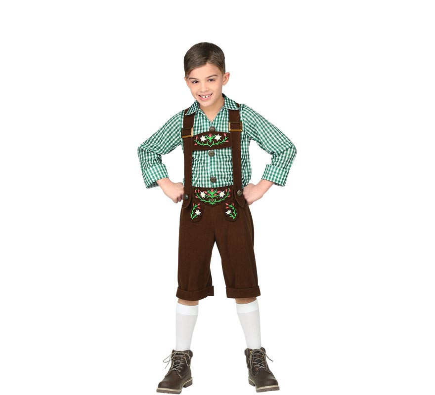 Green and brown Bavarian costume for children