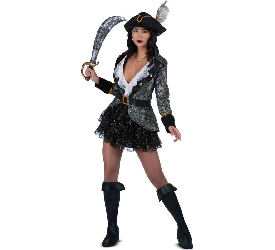 Women's Brown and White Buccaneer Beauty Costume