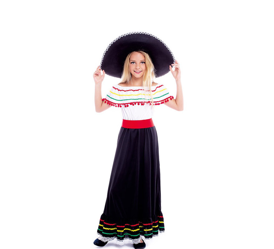 Costume da bellezza messicana con gonna per bambina