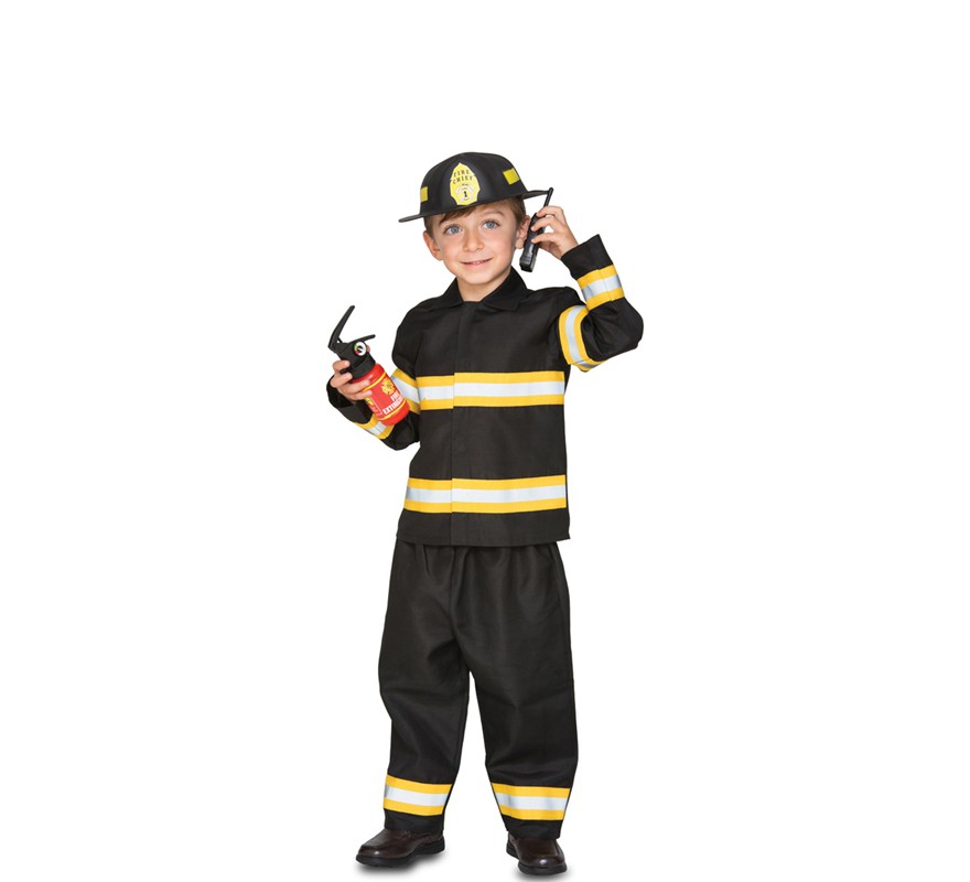 Blue and yellow firefighter costume for boys