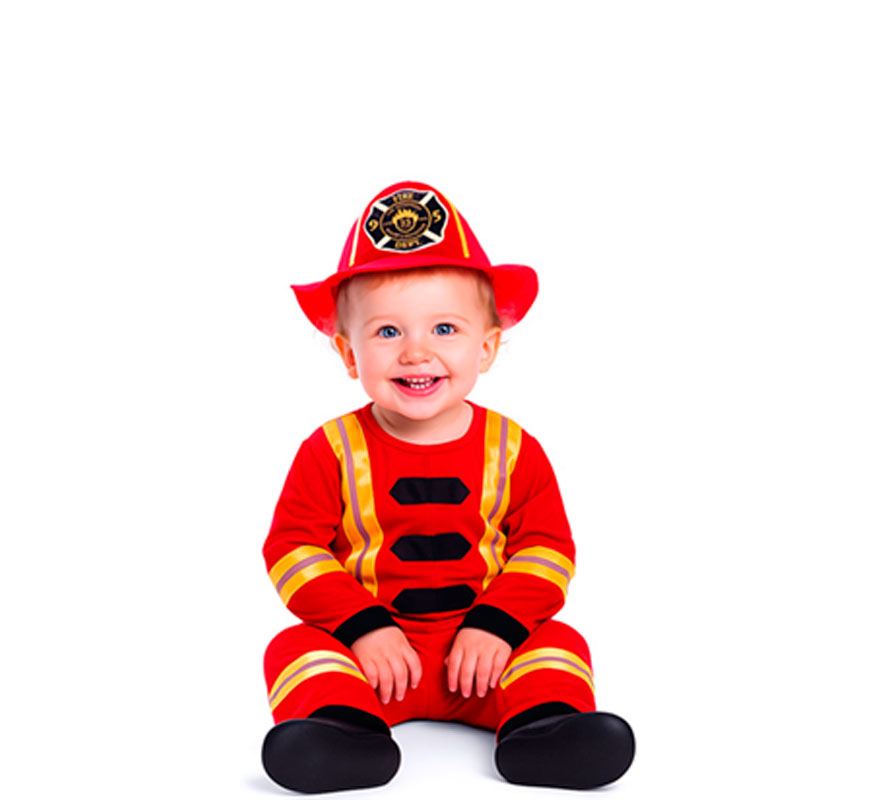Red and yellow firefighter costume for babies and children