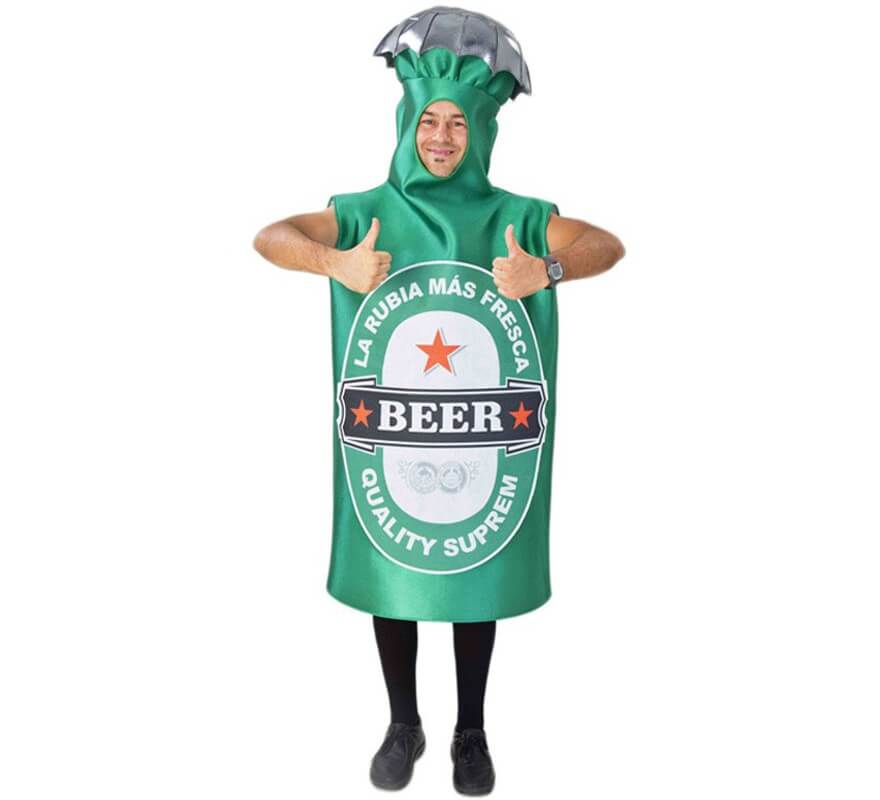 Mojado En Vivo tobillo Disfraz de Botella de Cerveza Verde para adultos
