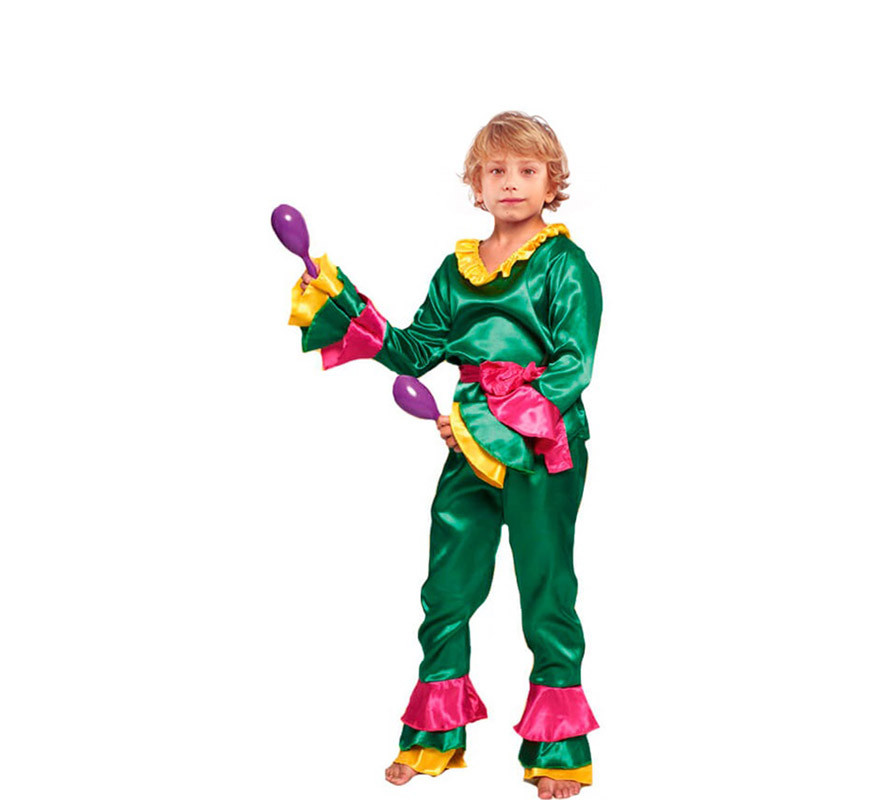 Disfraz de Brasileño Rumbero Verde Fiesta para niño