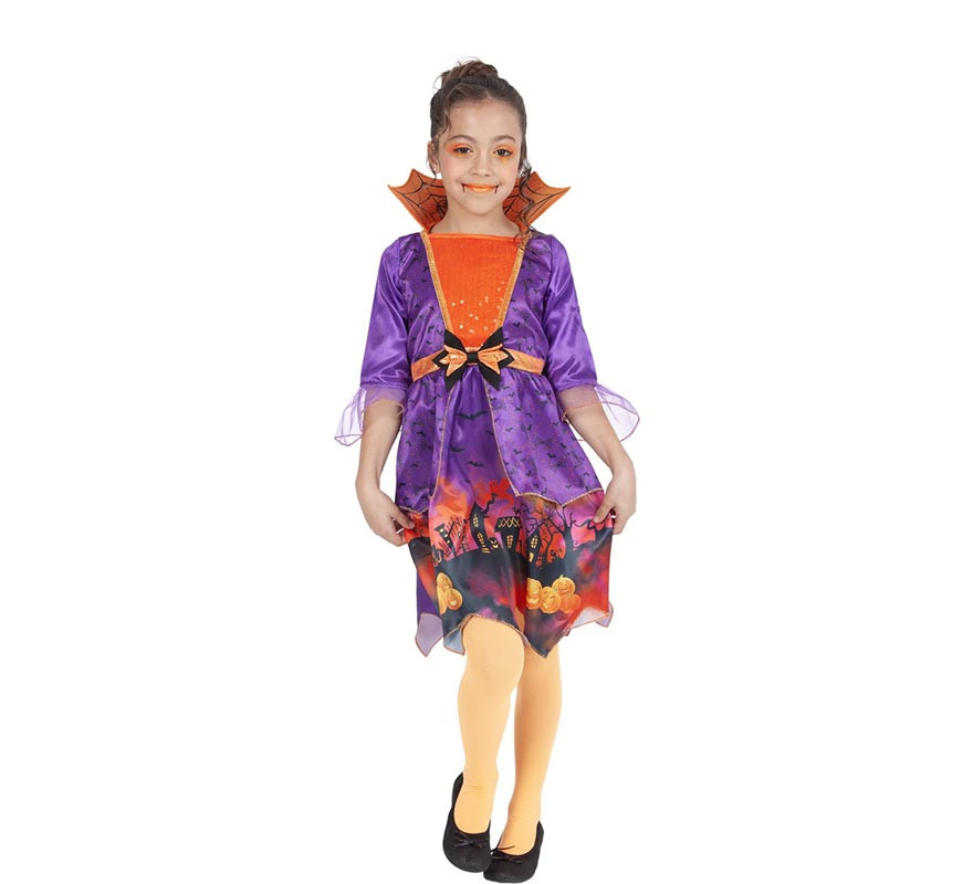 Adorable purple and orange witch costume for girls