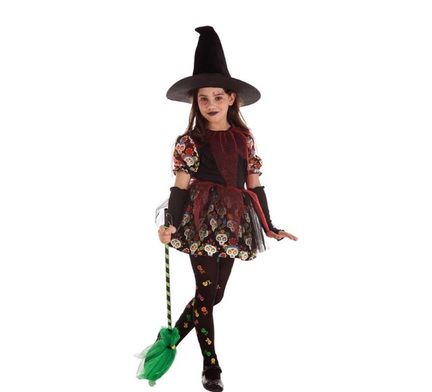 Floral Skull Witch Costume for Girl