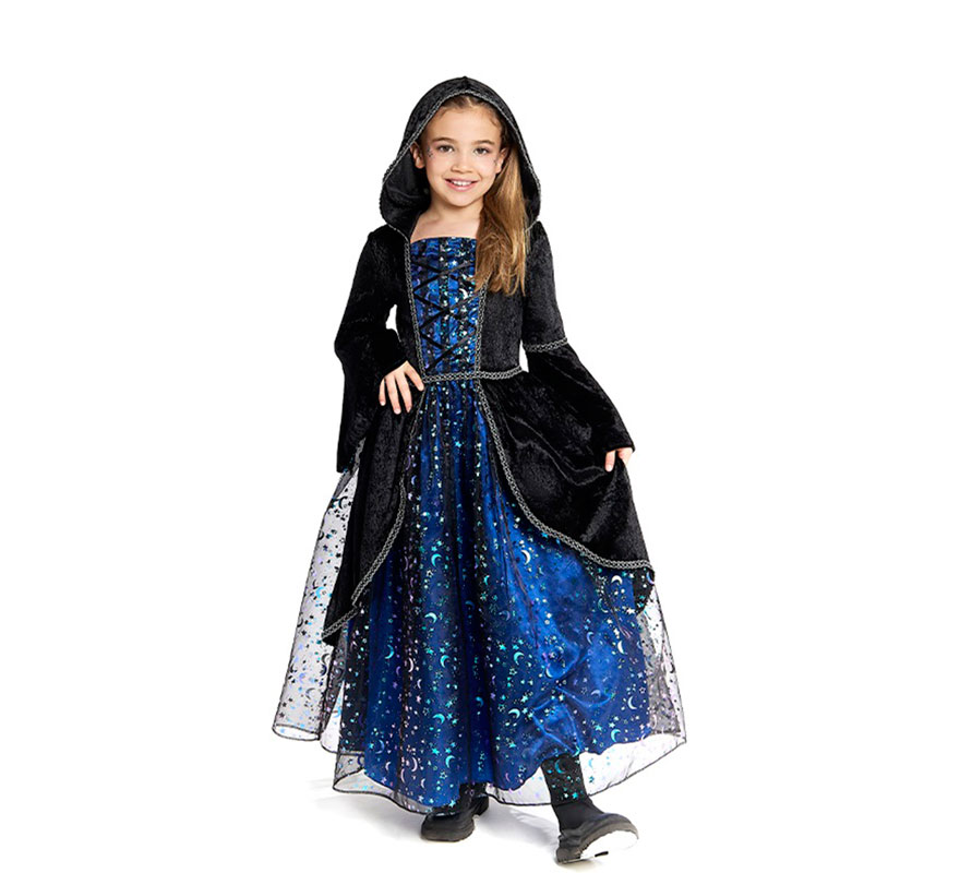 Blue Witch Costume with Stars for Girls