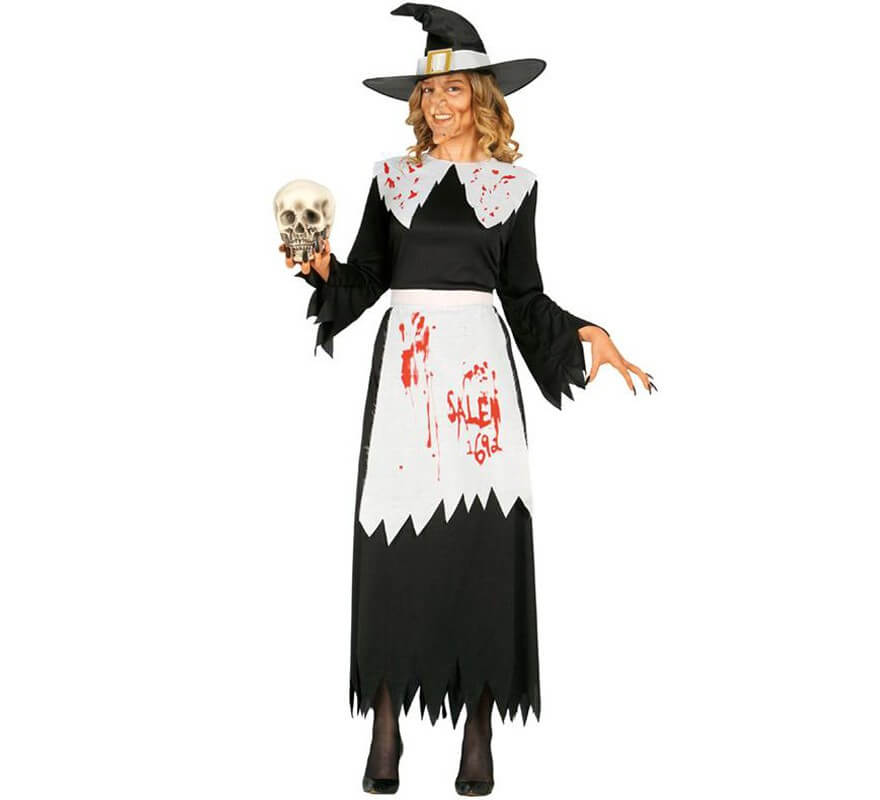 Disfraz de Bruja de Salem con sangre para mujer 